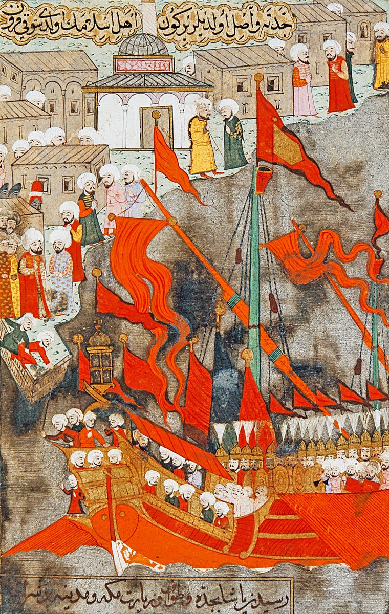 1558'de Yemen seferine çıkan Sinan Paşa'nın kadırga ile Cidde Limanına gelmesi.