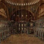 Ayasofya Camii, Istanbul, 1900.
Interior of the Hagia Sophia mosque, Ottoman Ist...