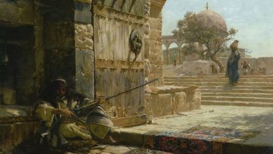 Bir Osmanlı nöbetçisi Kubbet-üs-Sahra'da nöbet tutarken, Osmanlı dönemi Filistin...