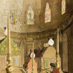 Bir Osmanlı padişahının türbesinde Kur'ân okuyan bir Seyyid, İstanbul, 1850. Sey...