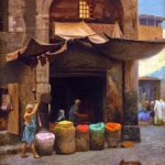Boya üretmek için taş öğütme, Osmanlı dönemi Mısır, 1800'ler.
Grinding colour po...