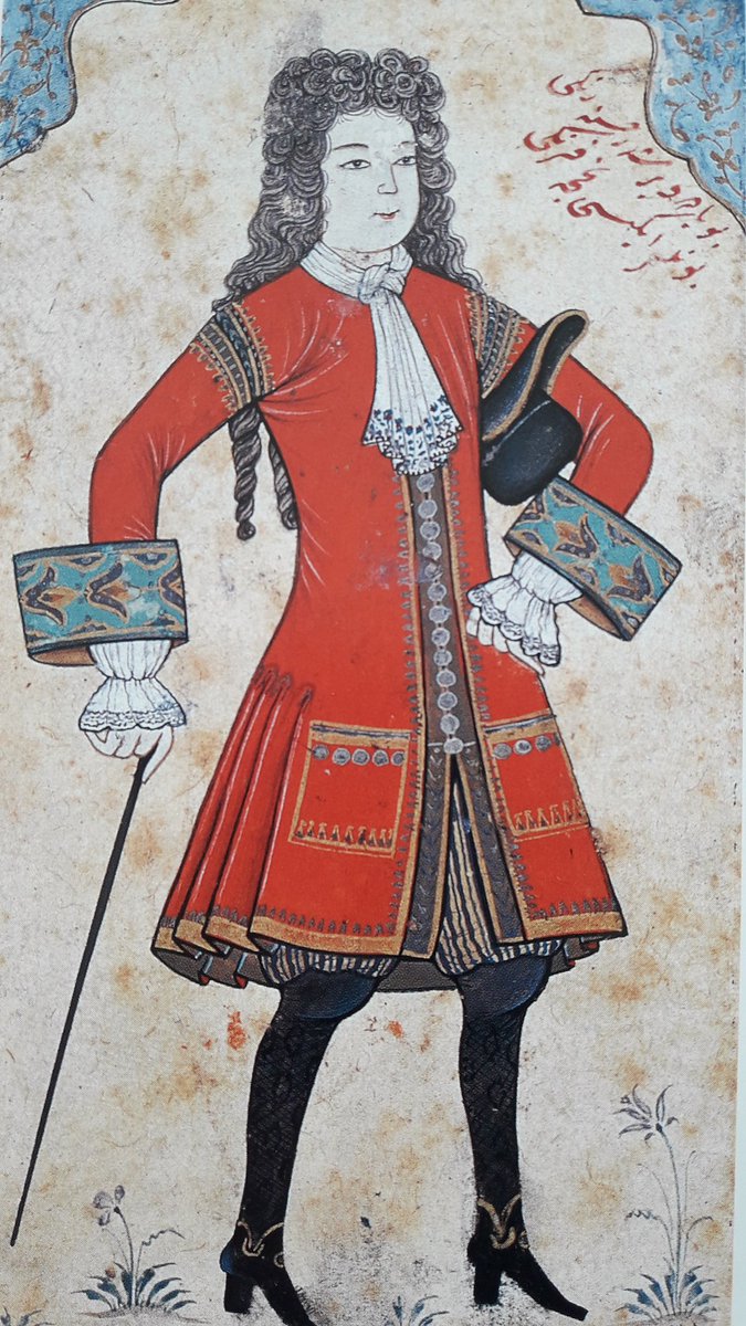 "Bu bâde vermişdir hüsne rengi
Bunlar ikisi de Nemçe Frengi"
Levni'nin çizimind