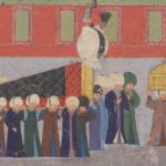 Defnedilmek üzere Kanuni Sultan Süleyman'ın tabutunun taşınması ve ön safta da a