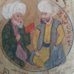 Fatih Sultan Mehmed [sağda]. Kendisine okunan bir kitabı dinlemesi.