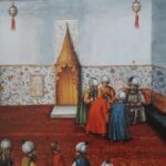 III. Murad'ın yabancı bir elçiyi arz odasında huzuruna kabul etmesi.