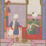 Kanuni Sultan Süleyman [sağda] ile Makbul ve Maktul İbrahim Paşa'nın sohbetleri.