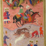 Kanuni Sultan Süleyman'ın, kılıcıyla bir ayıyı avlaması.