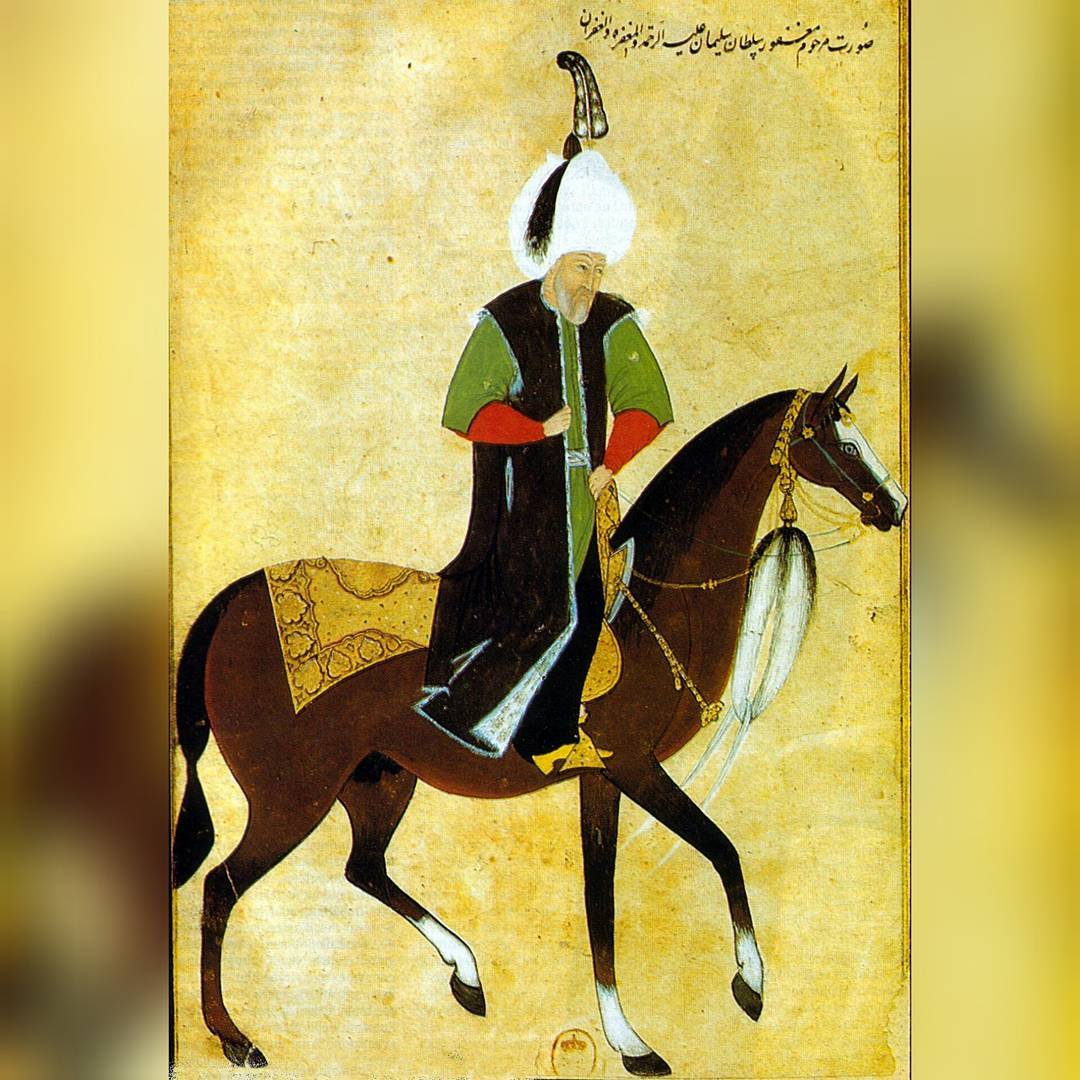 Kanunî Sultan Süleyman Han'ın, ömrünün son zamanlarında, atı üzerinde resmedildi...