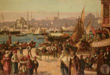 İstanbul, Limanda Sahne, Renkli Litografi