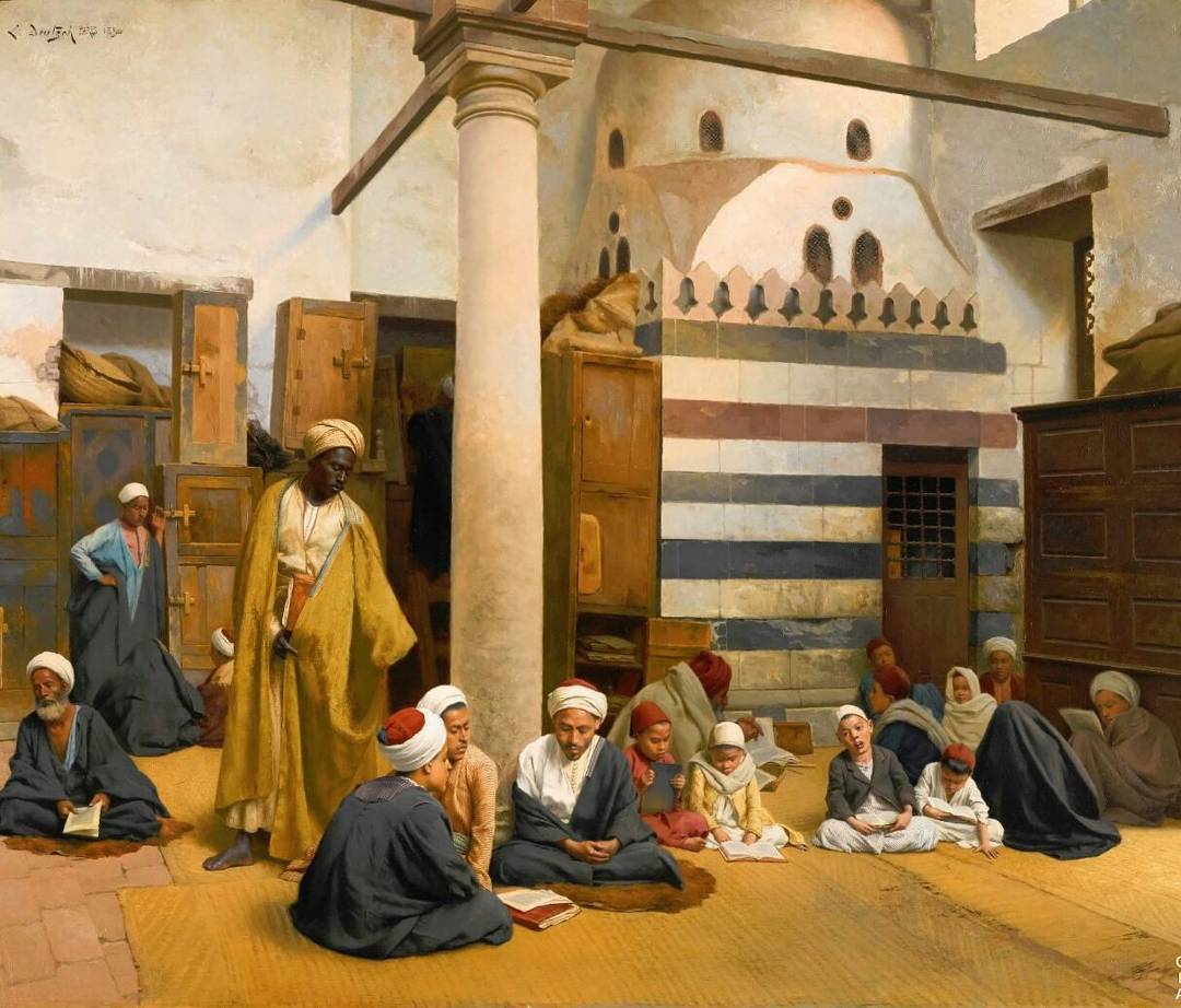 Medrese'de ilim görmek, Kahire, Osmanlı dönemi Mısır, 1800'ler. Bu tabloda hangi...