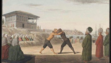 Osmanlı dönemi yağlı güreş, Topkapı Sarayı, Istanbul, 1800'ler.
Ottoman wrestler...
