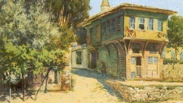 Osmanlı dönemi Üsküdar'da bir sokak, 1900'ler.
A street in Üsküdar, Ottoman Ista...