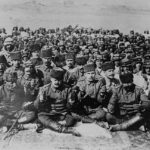 Ottoman Turkish and Arab soldiers praying together, Sina Front, Egypt, World War...