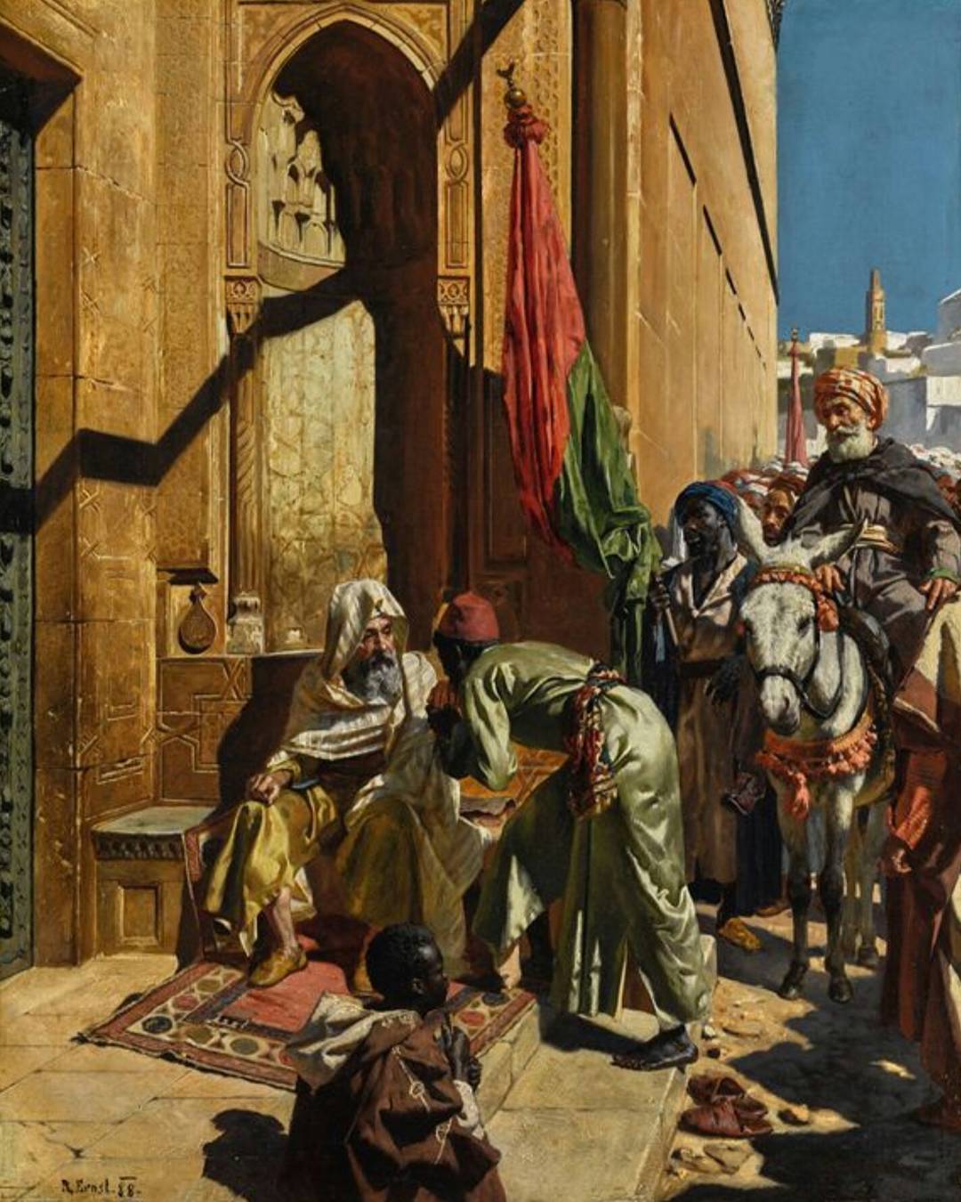 Senûsî'ye tarikatı Şeyh'in dua'sını almak, Sultan Hassan Camii, Kahire, Osmanlı ...