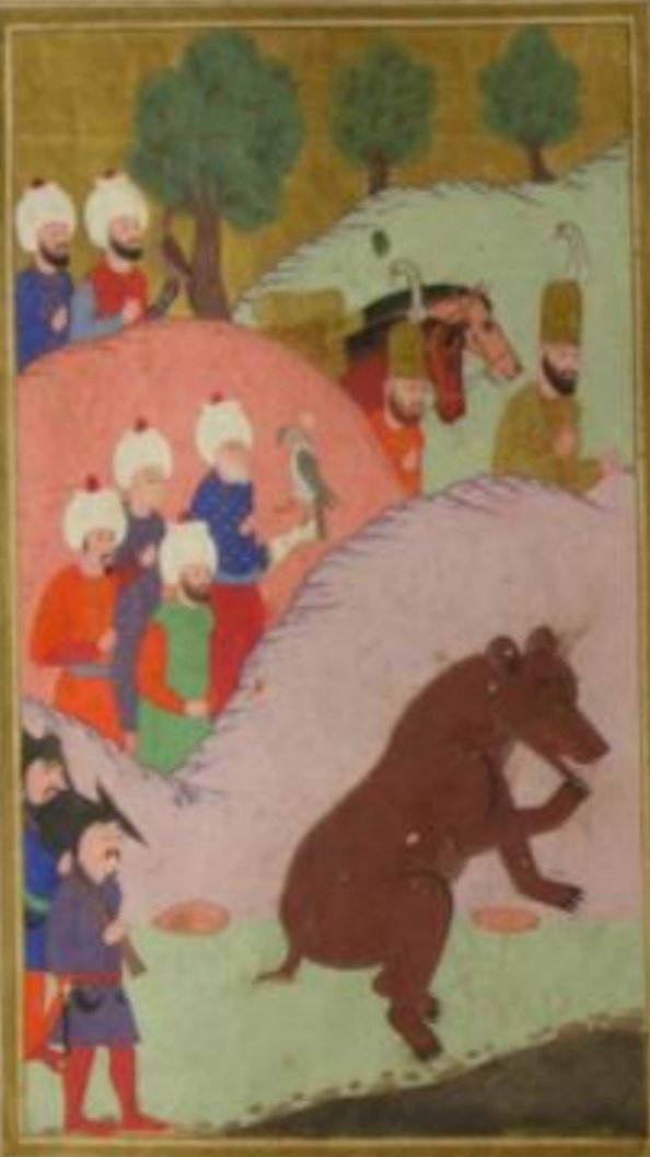 Sürek avında bir ayının Kanuni Sultan Süleyman'ın önüne getirilmesi ve padişahın