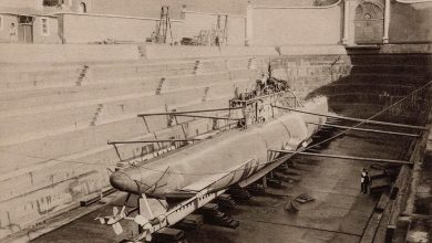 The French submarine ''Turquoise'' captured by the Ottomans seen here in dry doc...