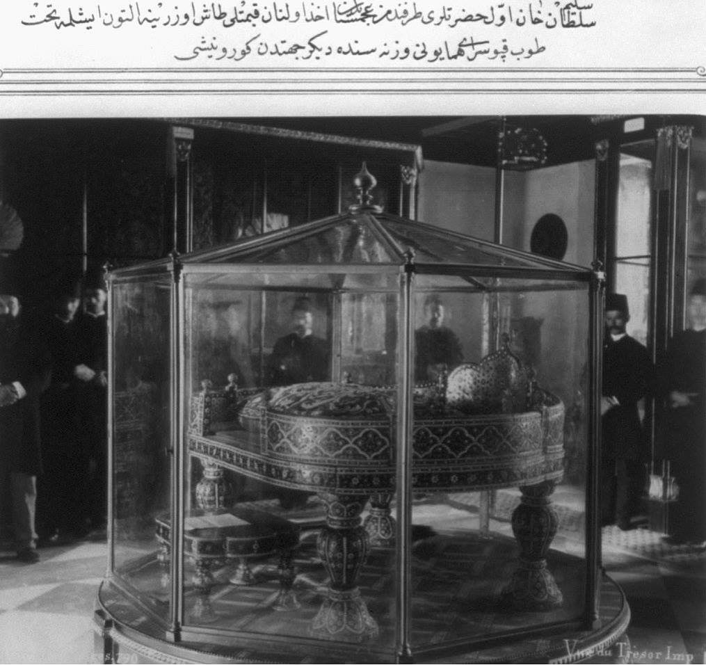 The throne of Shah Ismail of Persia on display in the Topkapı Palace in the 1900...