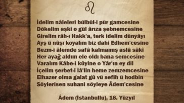 Unutulmuş Şiirler, Âdem (İstanbullu), 18. Yüzyıl

                     ...